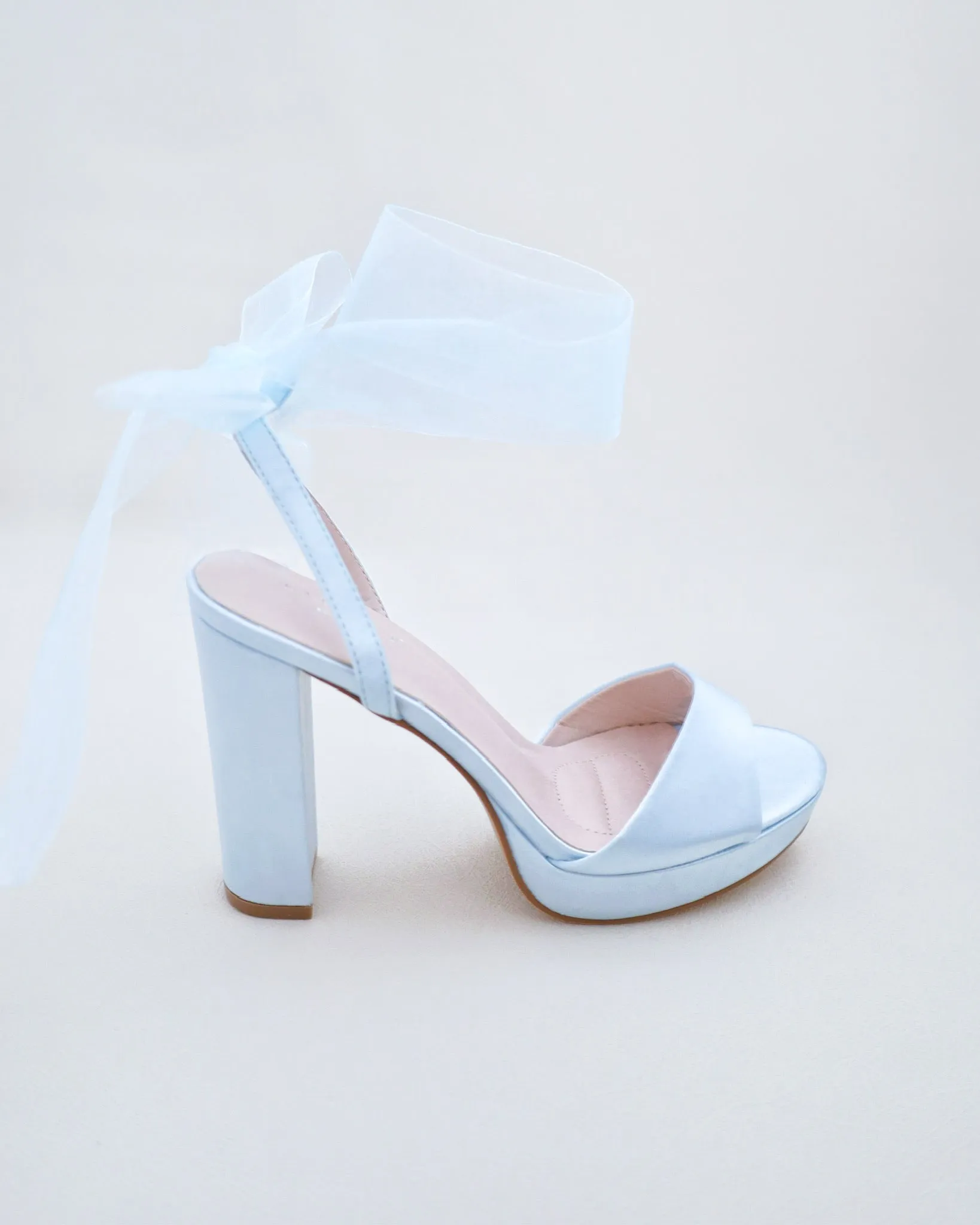 JOSKAA 2024 New Fashion High Heel Satin Platform Block Heel Wedding Sandals with Wrapped Ankle Tie