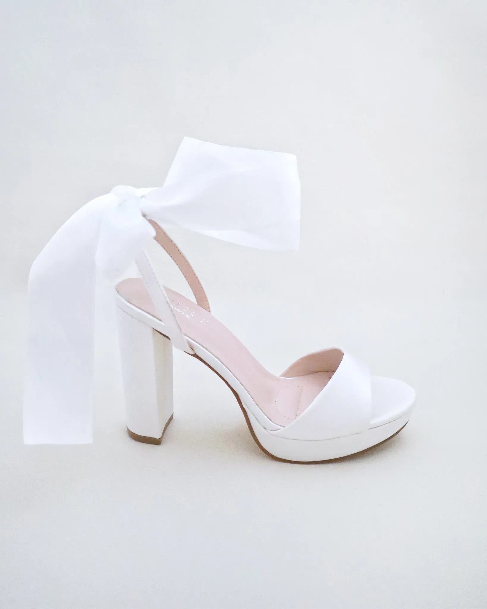 JOSKAA 2024 New Fashion High Heel Satin Platform Block Heel Wedding Sandals with Wrapped Ankle Tie