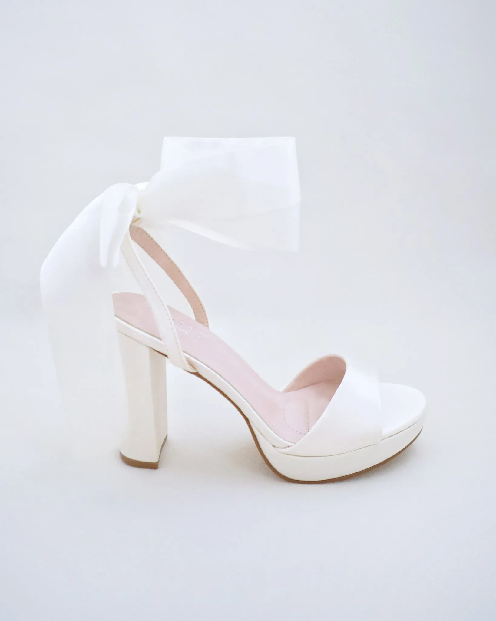 JOSKAA 2024 New Fashion High Heel Satin Platform Block Heel Wedding Sandals with Wrapped Ankle Tie