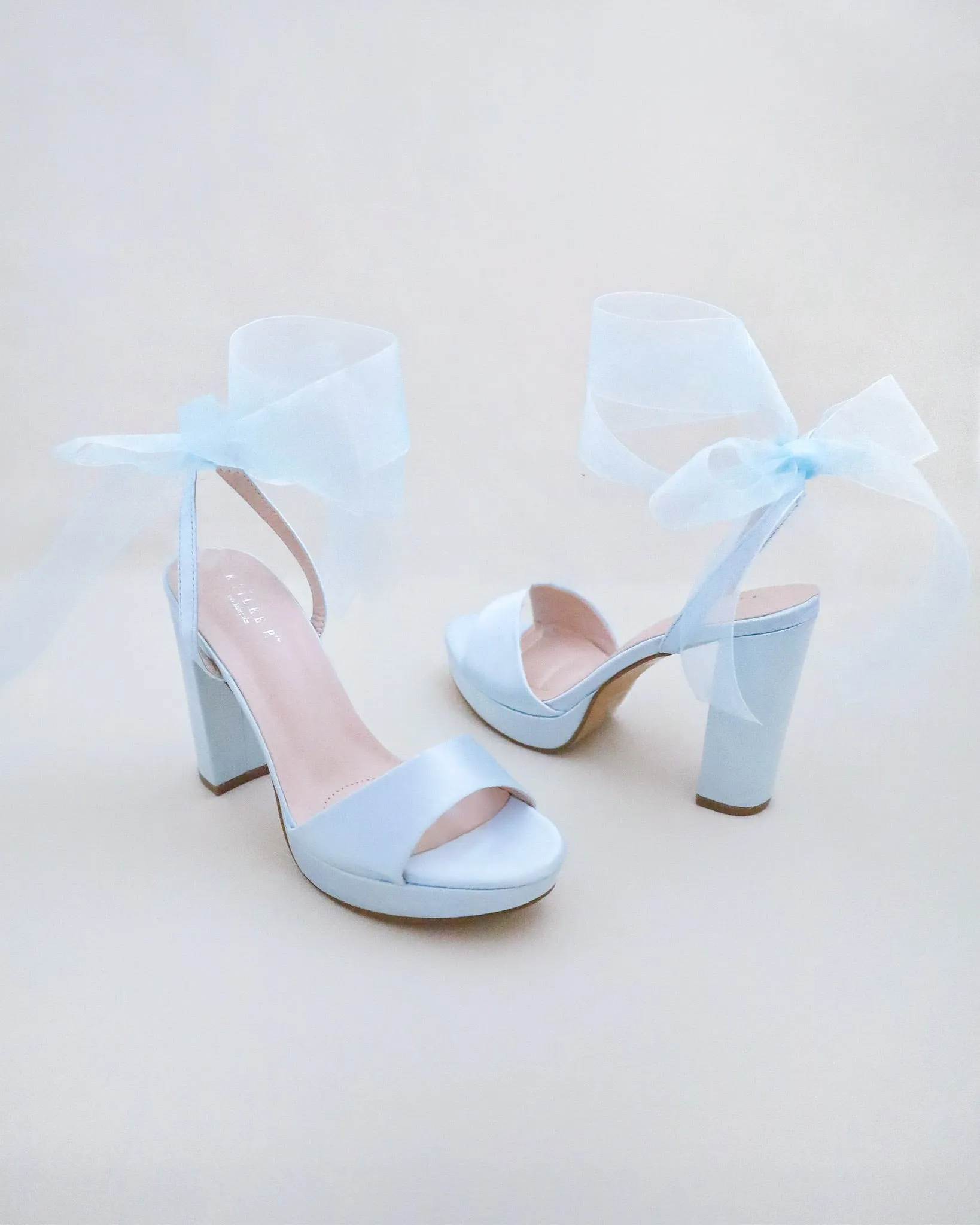 JOSKAA 2024 New Fashion High Heel Satin Platform Block Heel Wedding Sandals with Wrapped Ankle Tie