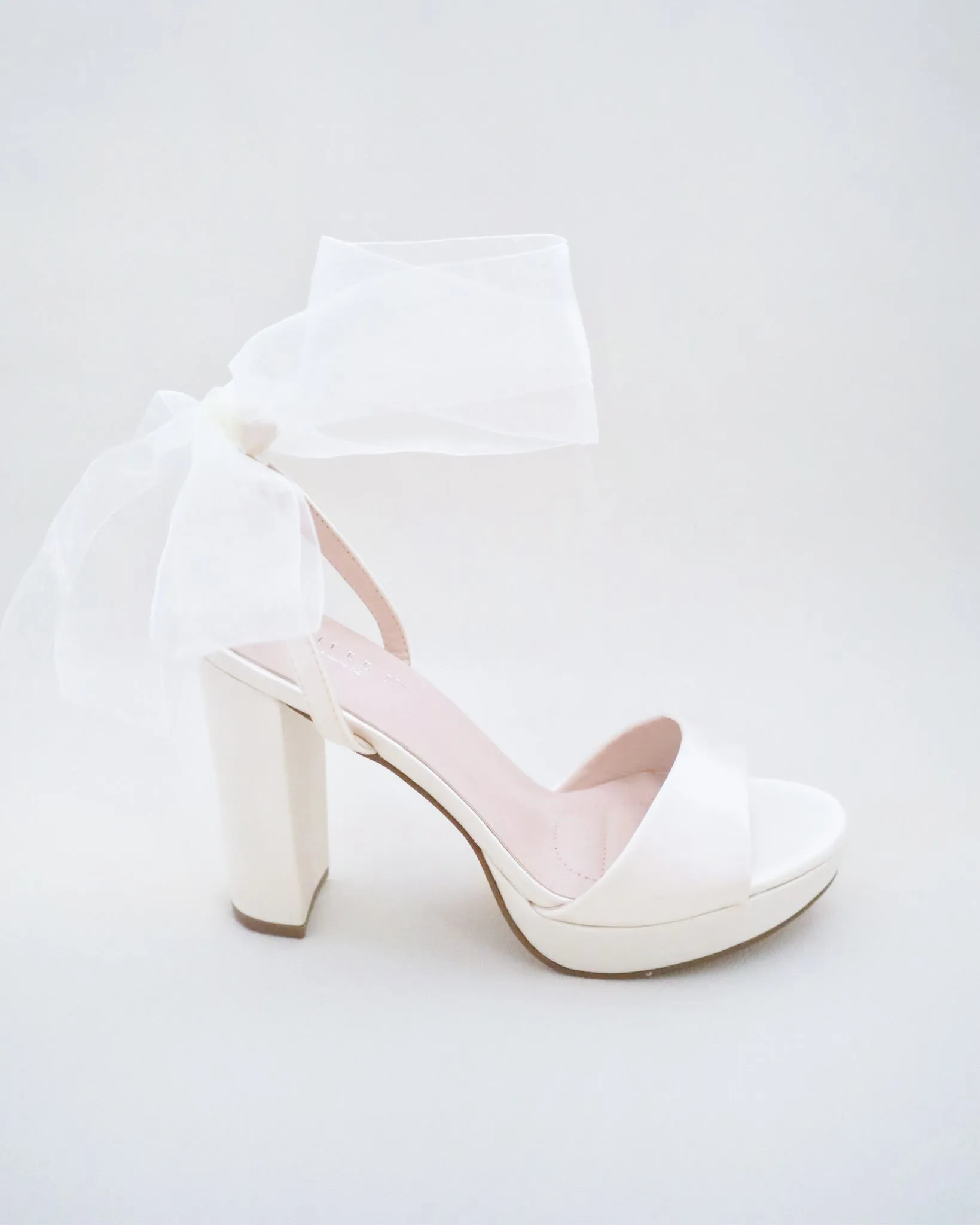 JOSKAA 2024 New Fashion High Heel Satin Platform Block Heel Wedding Sandals with Wrapped Ankle Tie