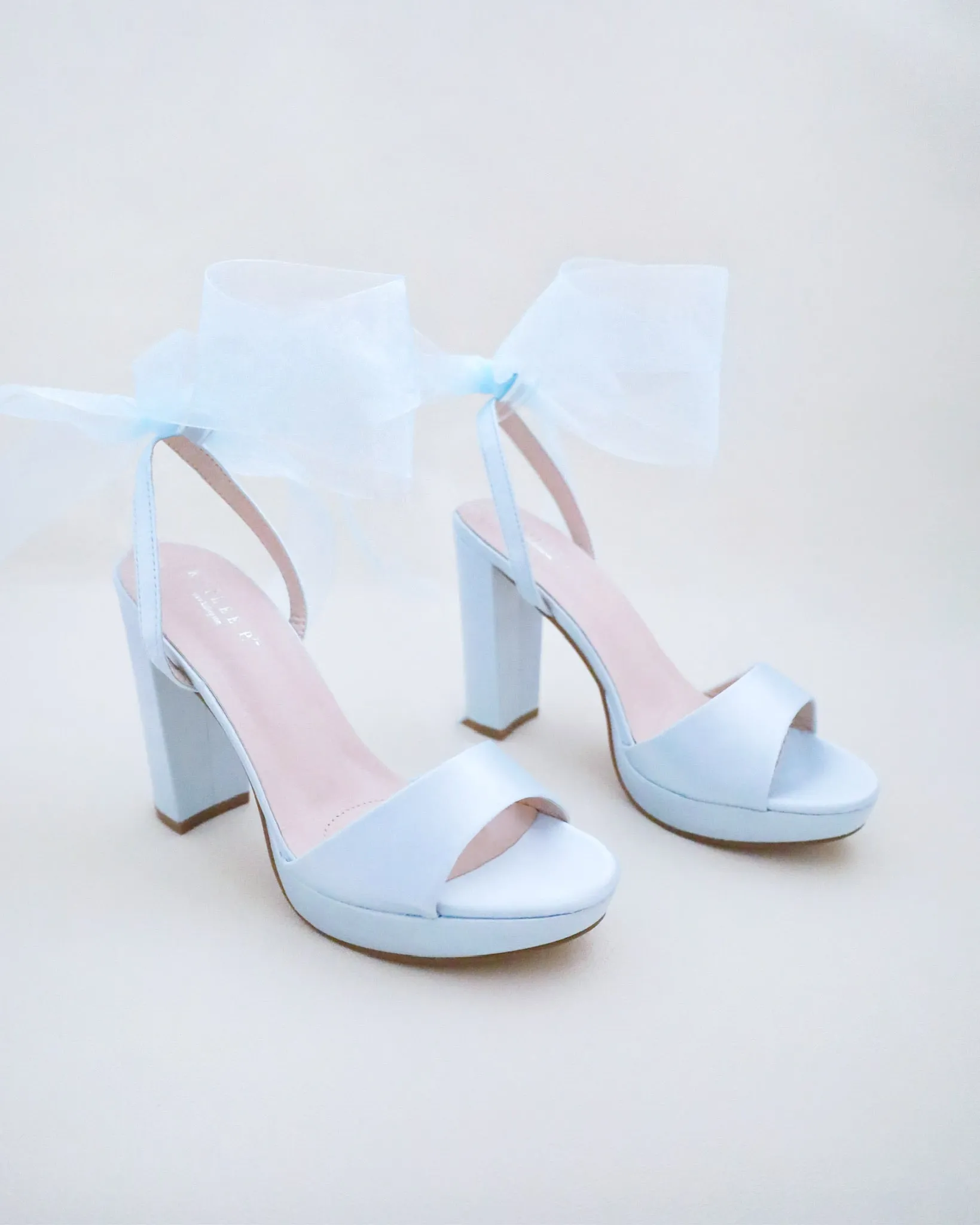 JOSKAA 2024 New Fashion High Heel Satin Platform Block Heel Wedding Sandals with Wrapped Ankle Tie