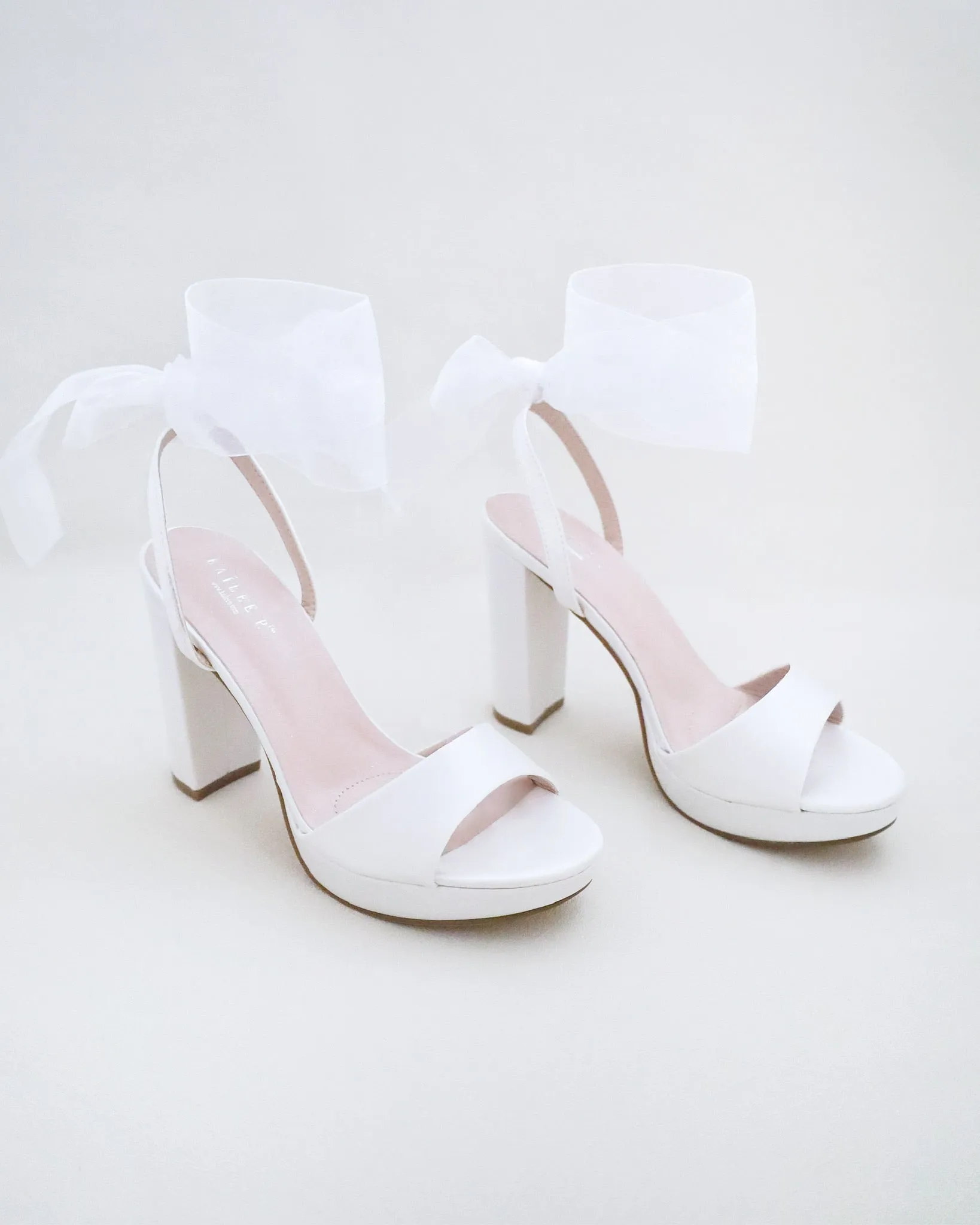 JOSKAA 2024 New Fashion High Heel Satin Platform Block Heel Wedding Sandals with Wrapped Ankle Tie