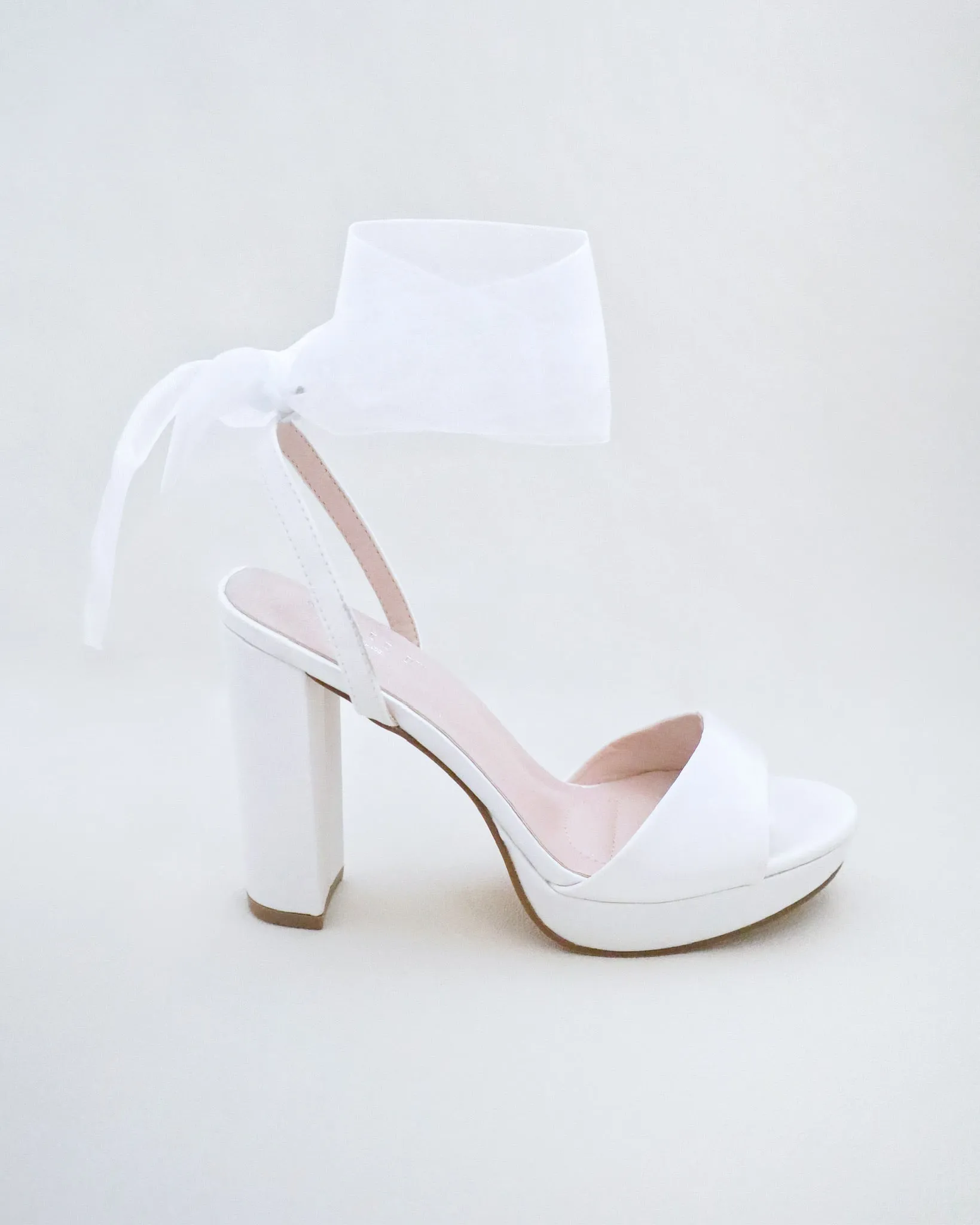 JOSKAA 2024 New Fashion High Heel Satin Platform Block Heel Wedding Sandals with Wrapped Ankle Tie