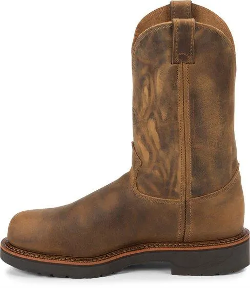 Justin Men's Blueprint Pull On Tan Gaucho Steel Toe 11 Work Boots 4441