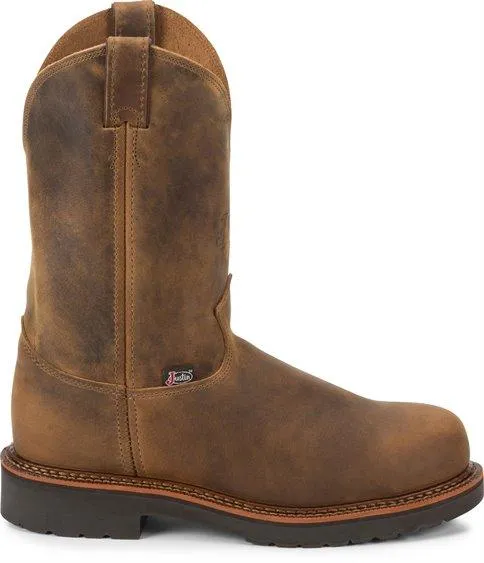 Justin Men's Blueprint Pull On Tan Gaucho Steel Toe 11 Work Boots 4441