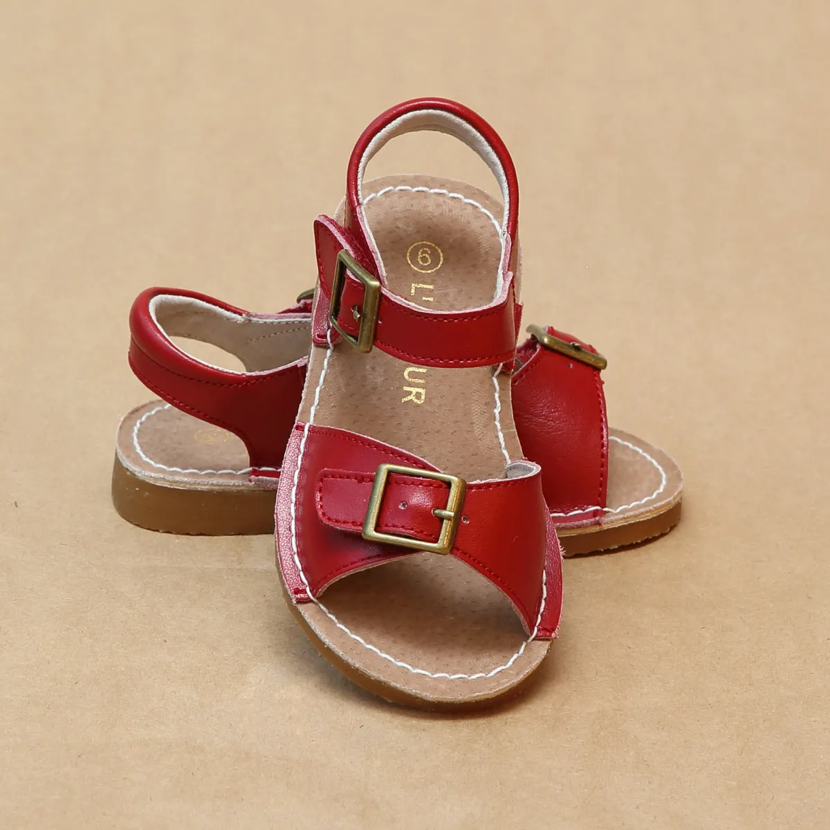 L'Amour Girls Olivia Stitch Down Buckled Strap Sandal