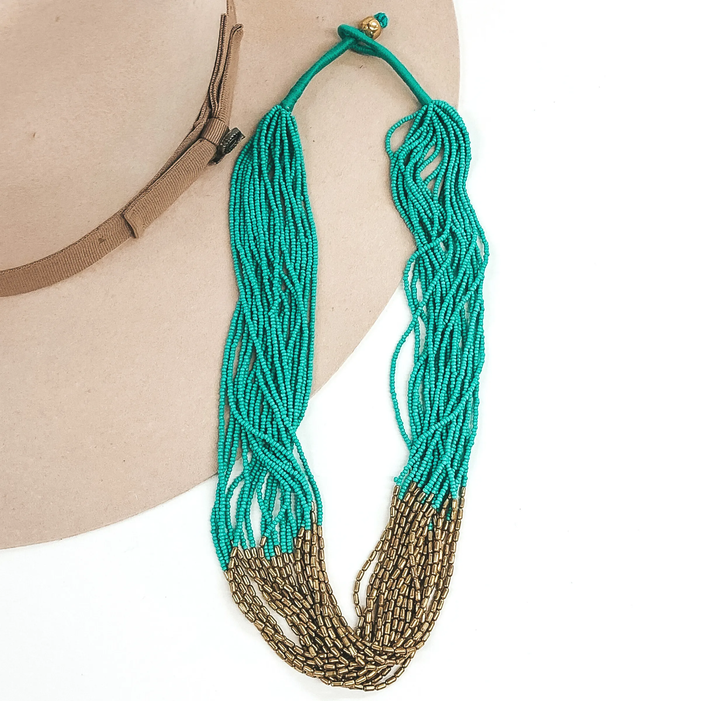 Layered Beaded Necklace in Turquoise