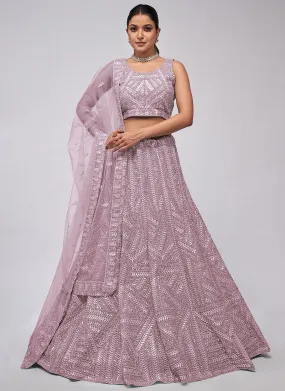 Light Purple Sequence Embroidery Lehenga Choli For Indian Wedding