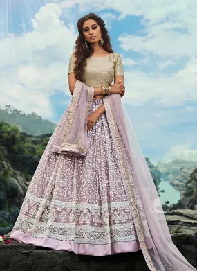 Lilac Purple Designer Embroidery Wedding Lehenga Choli