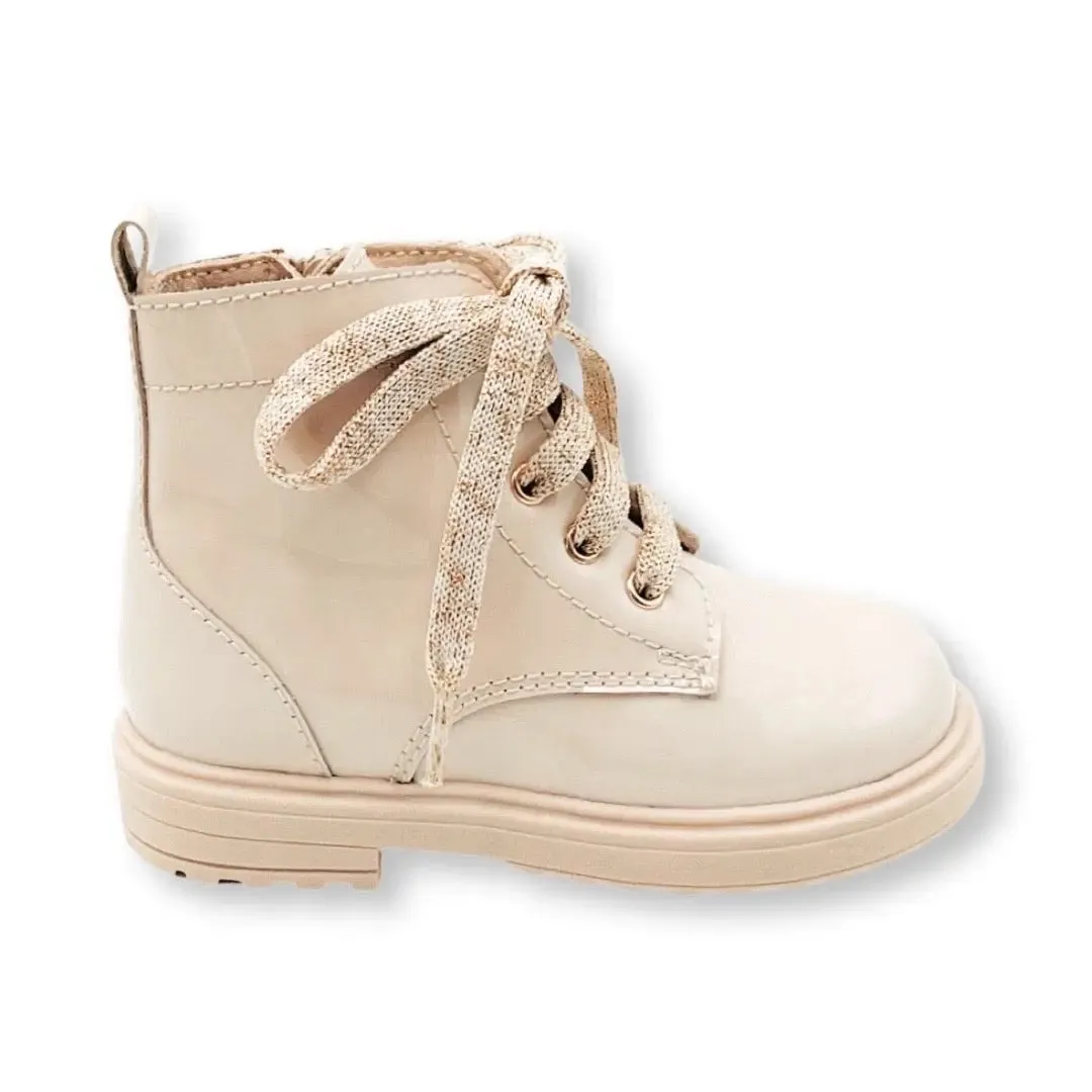 Luna- Light Beige Patent Leather Boots