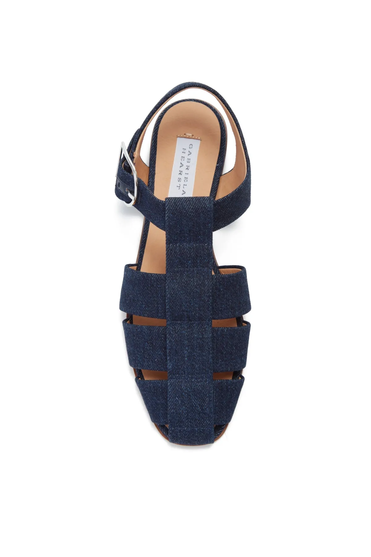 Lynn Flat Sandal in Organic Raw Denim