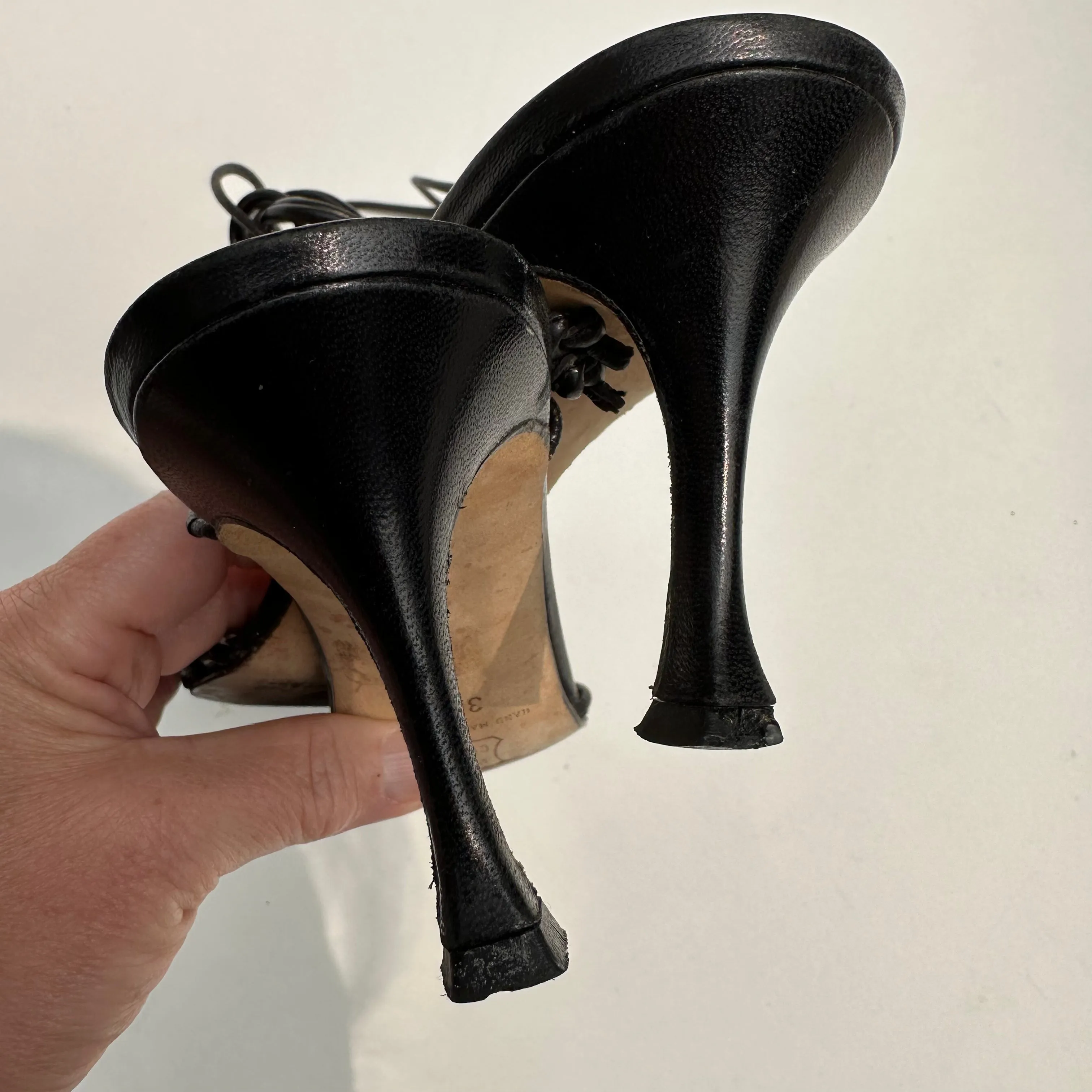 Manolo Blahnik Black Leather Heel