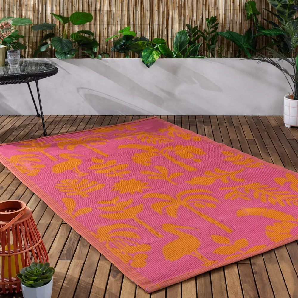 Marula Outdoor 100% Recycled Rug Orange/Pink