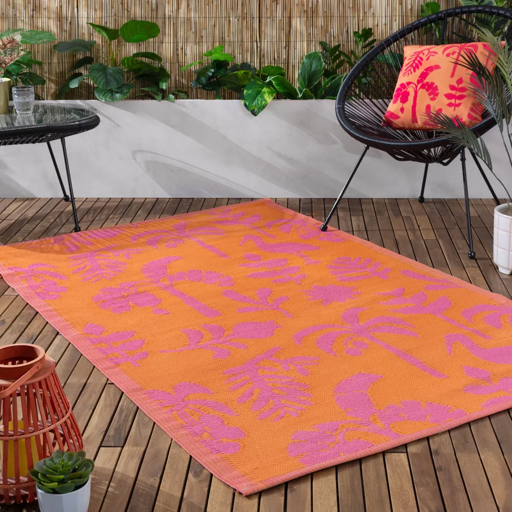 Marula Outdoor 100% Recycled Rug Orange/Pink