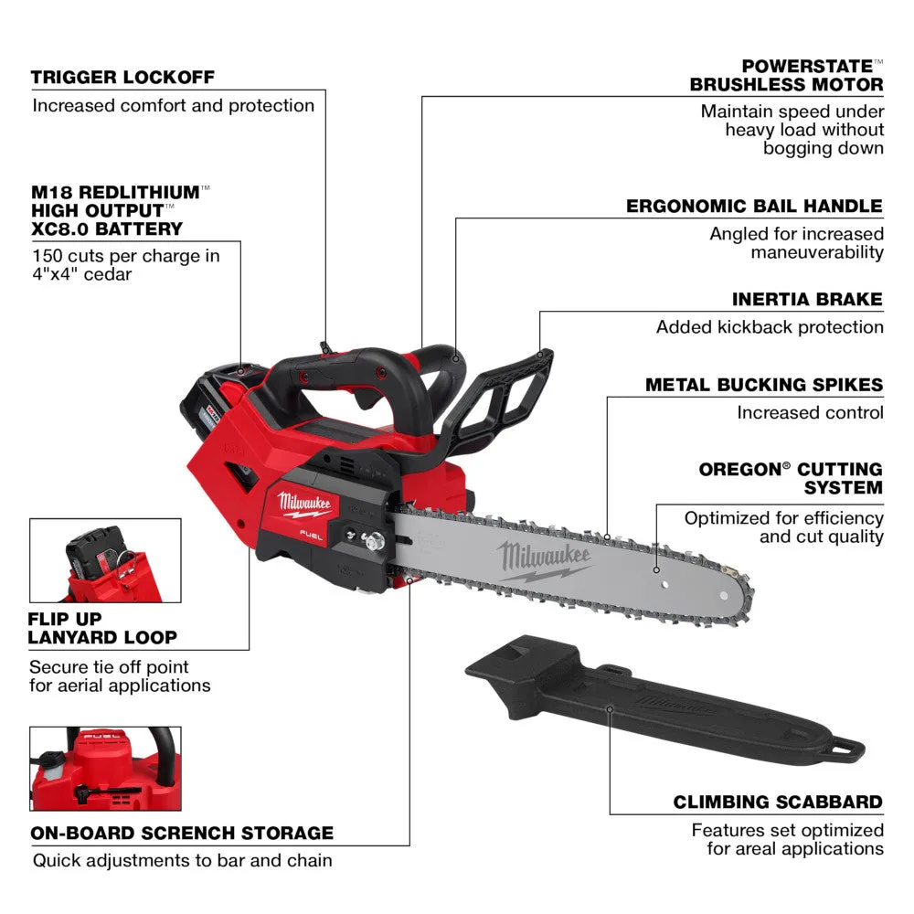 Milwaukee 2826-21T M18 FUEL 18V 14" Cordless Top Handle Chainsaw Kit