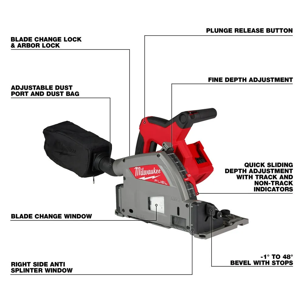 Milwaukee 2831-20X31 M18 FUEL 18V 6-1/2" Plunge Track Saw w/ Clamp and 31" Track