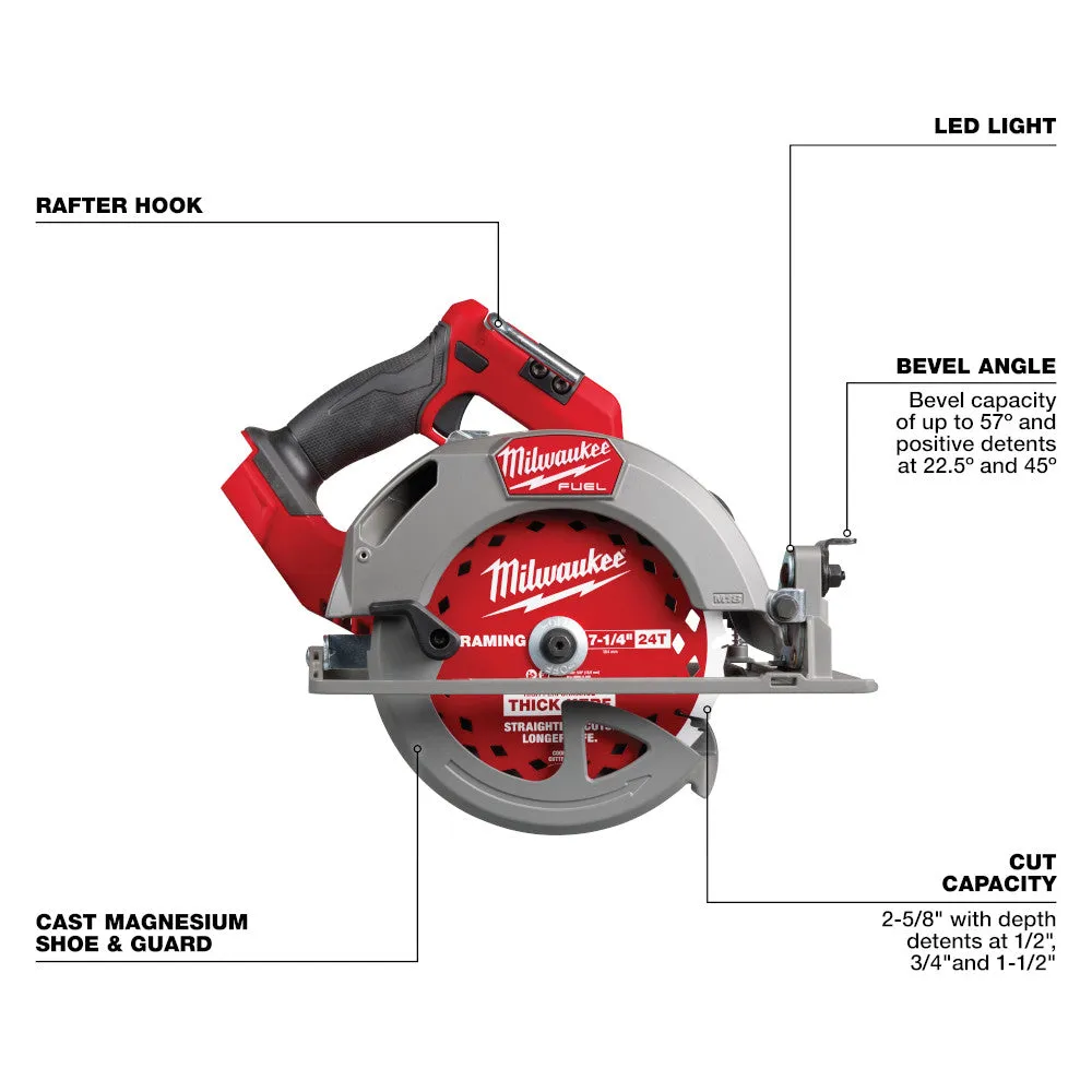 Milwaukee 2834-20TK M18 FUEL 18V 7-1/4" Circular Saw w/ Thick Kerf blade