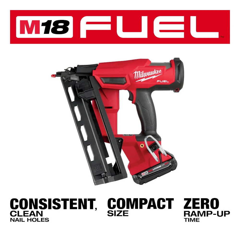 Milwaukee 2841-21CT M18 FUEL 18V 16 Guage Cordless Angled Finish Nailer Kit