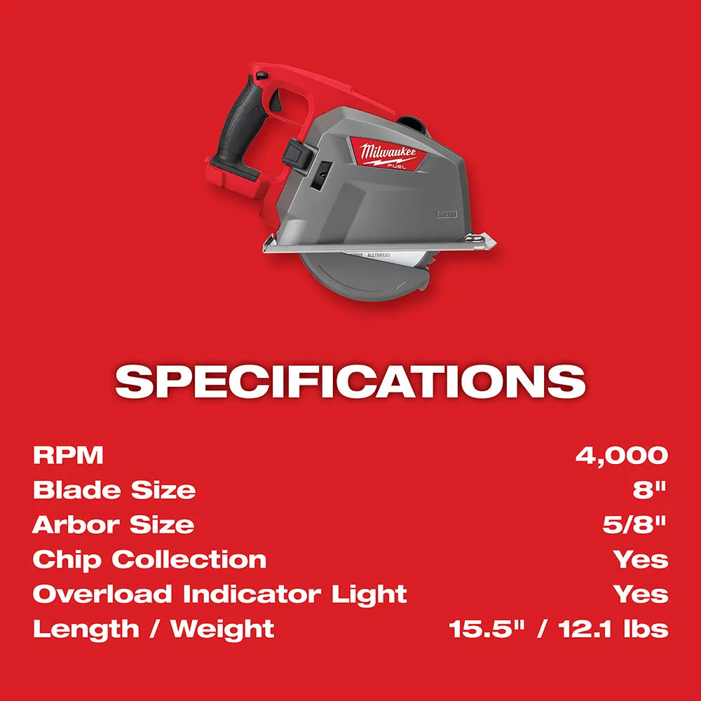 Milwaukee 2982-80 M18 FUEL 18V  8" Metal Cutting Circular Saw - Bare Tool, Recon