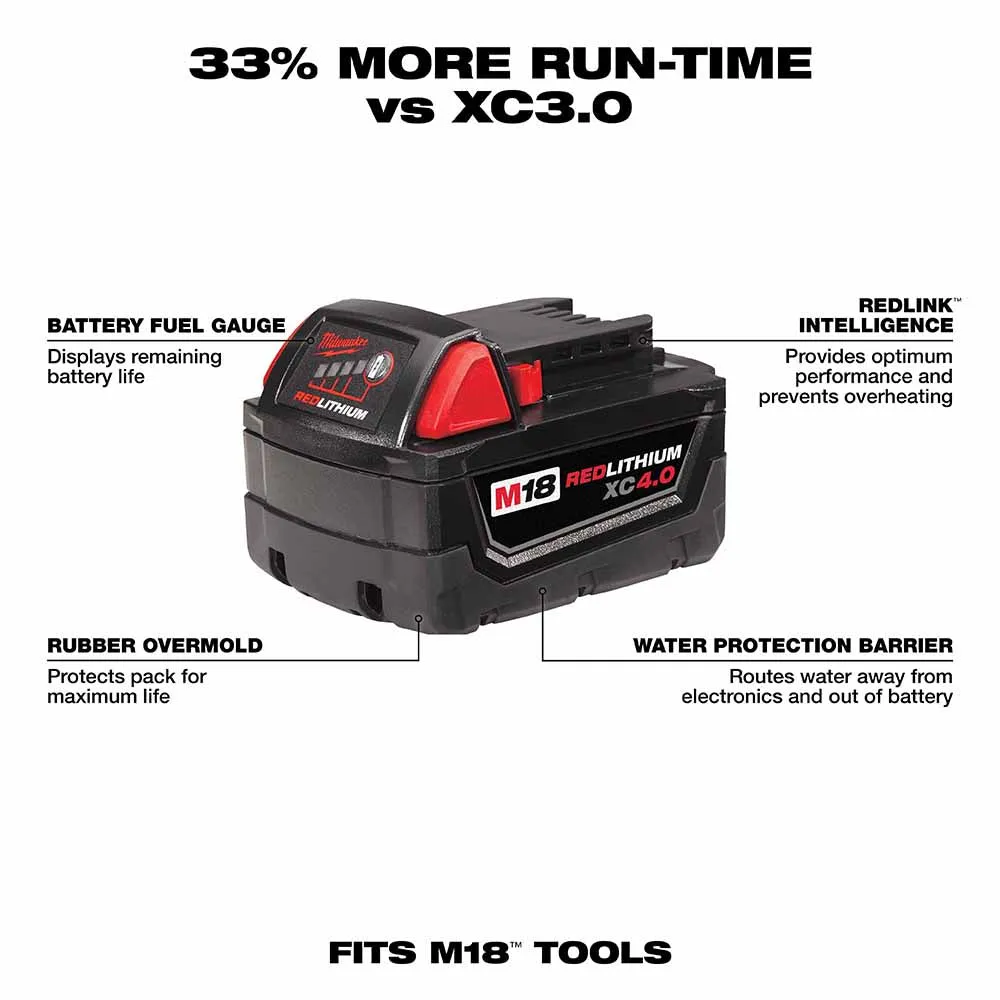 Milwaukee 48-11-1840 M18 REDLITHIUM XC 4.0 Extended Capacity Battery Pack