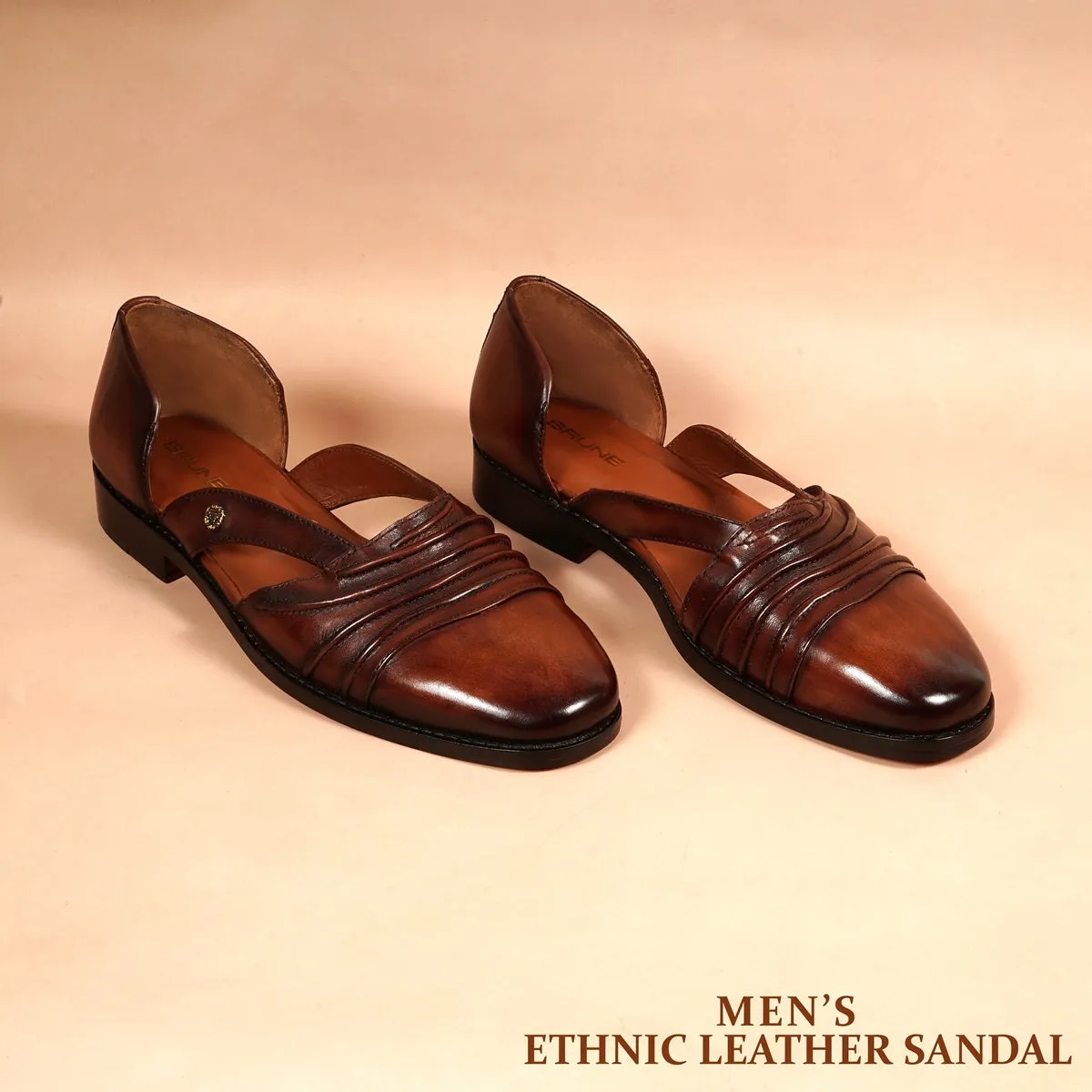 Multi Layered Caligae Peshawari Sandals in Genuine Espresso Leather