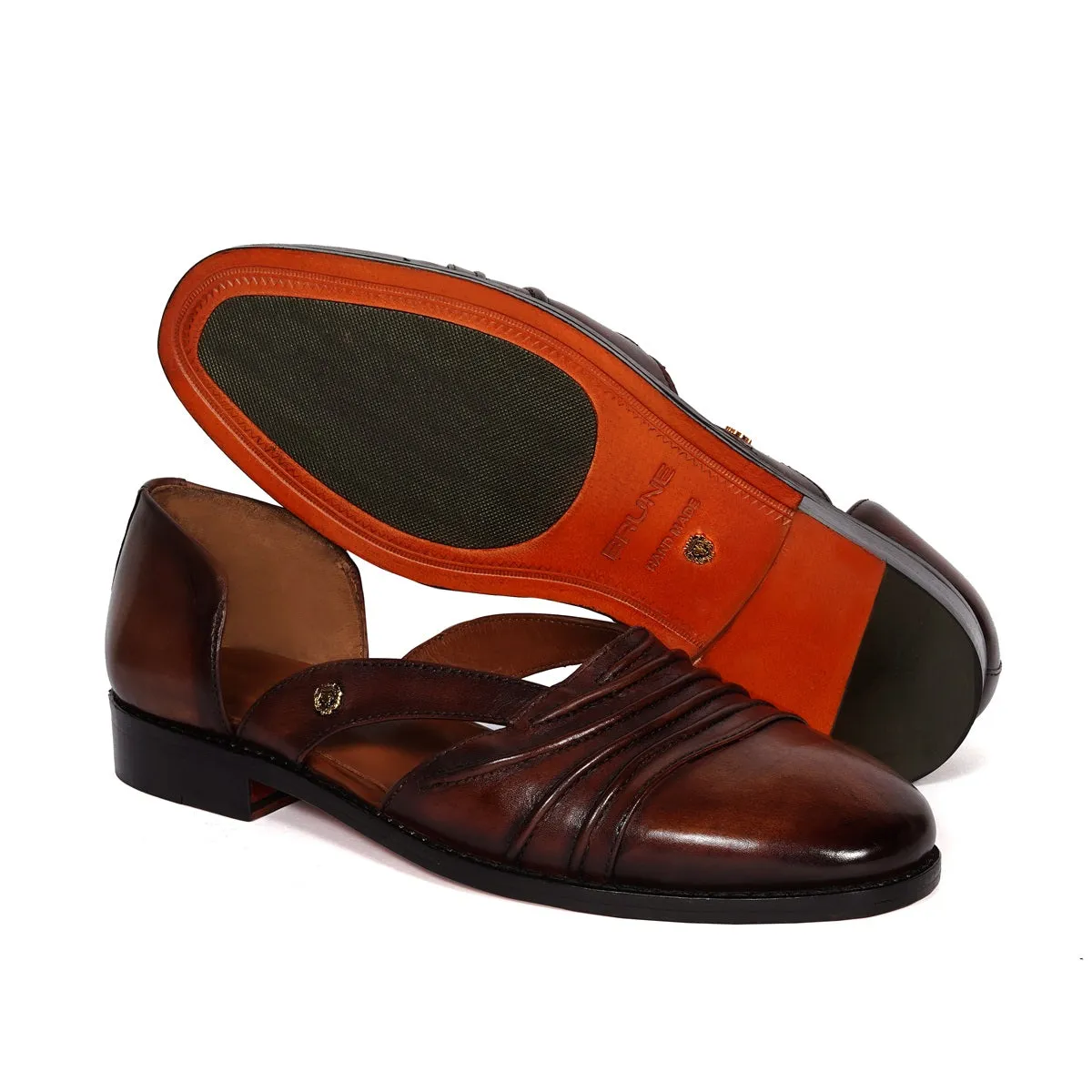 Multi Layered Caligae Peshawari Sandals in Genuine Espresso Leather