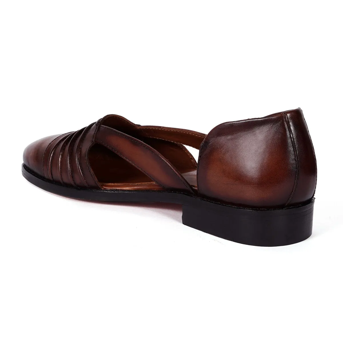 Multi Layered Caligae Peshawari Sandals in Genuine Espresso Leather