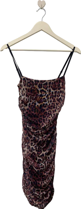 Nasty Gal Leopard Print Ruched Mini Dress UK S