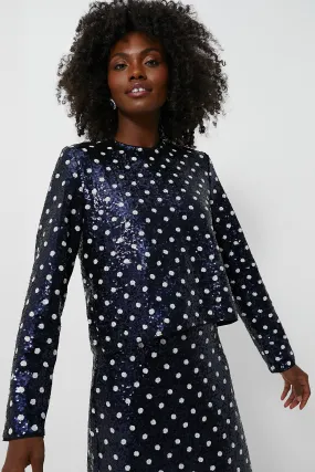 Navy Dotted Sequence Jiza Shirt