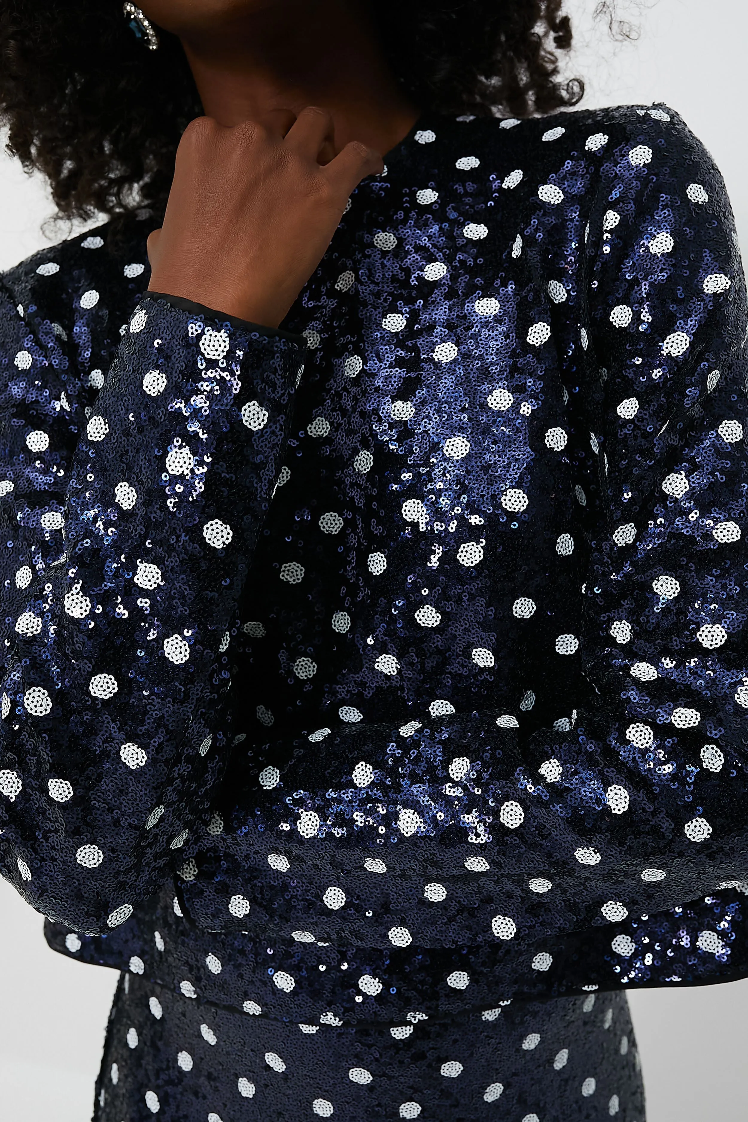 Navy Dotted Sequence Jiza Shirt