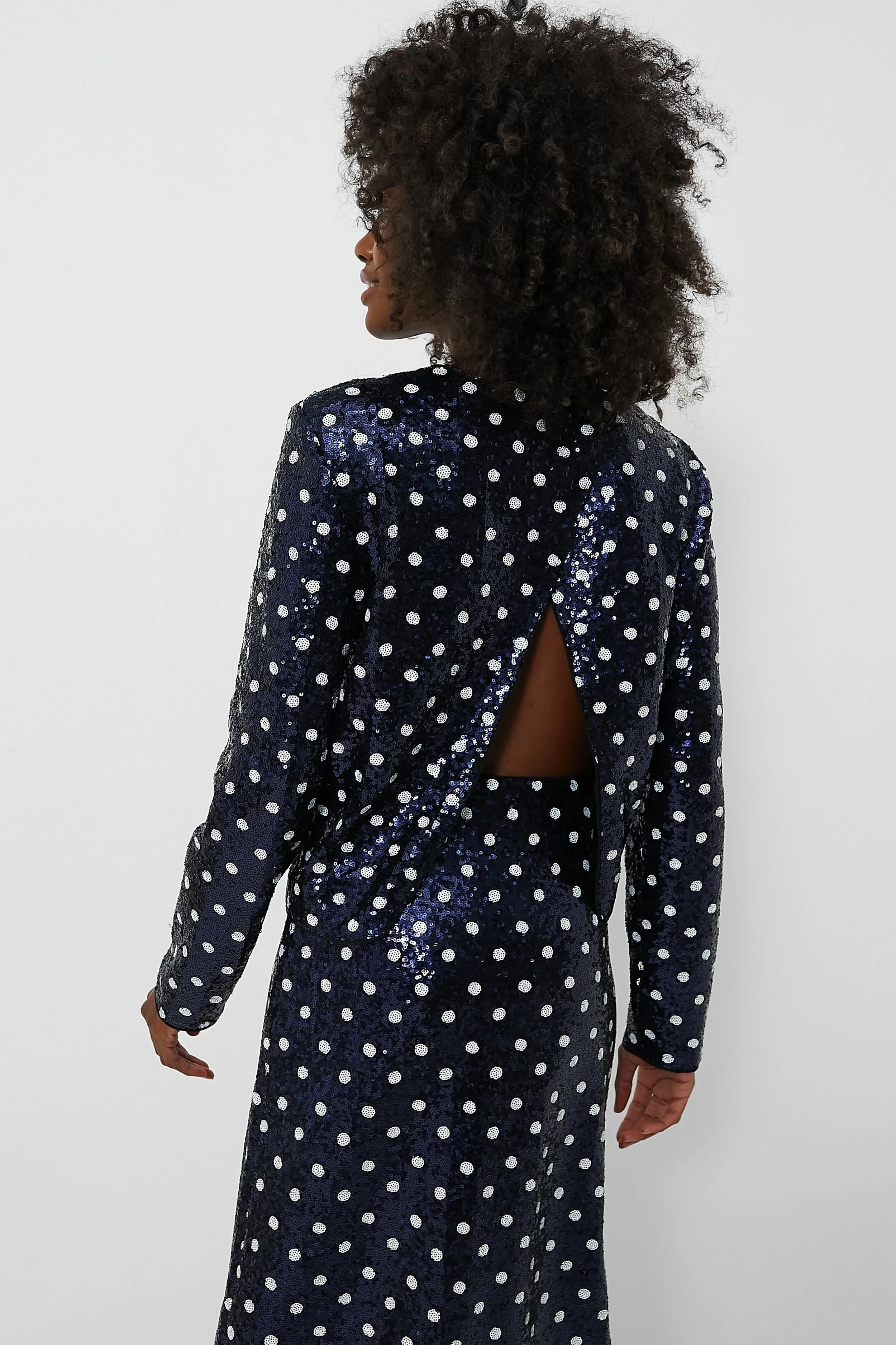 Navy Dotted Sequence Jiza Shirt