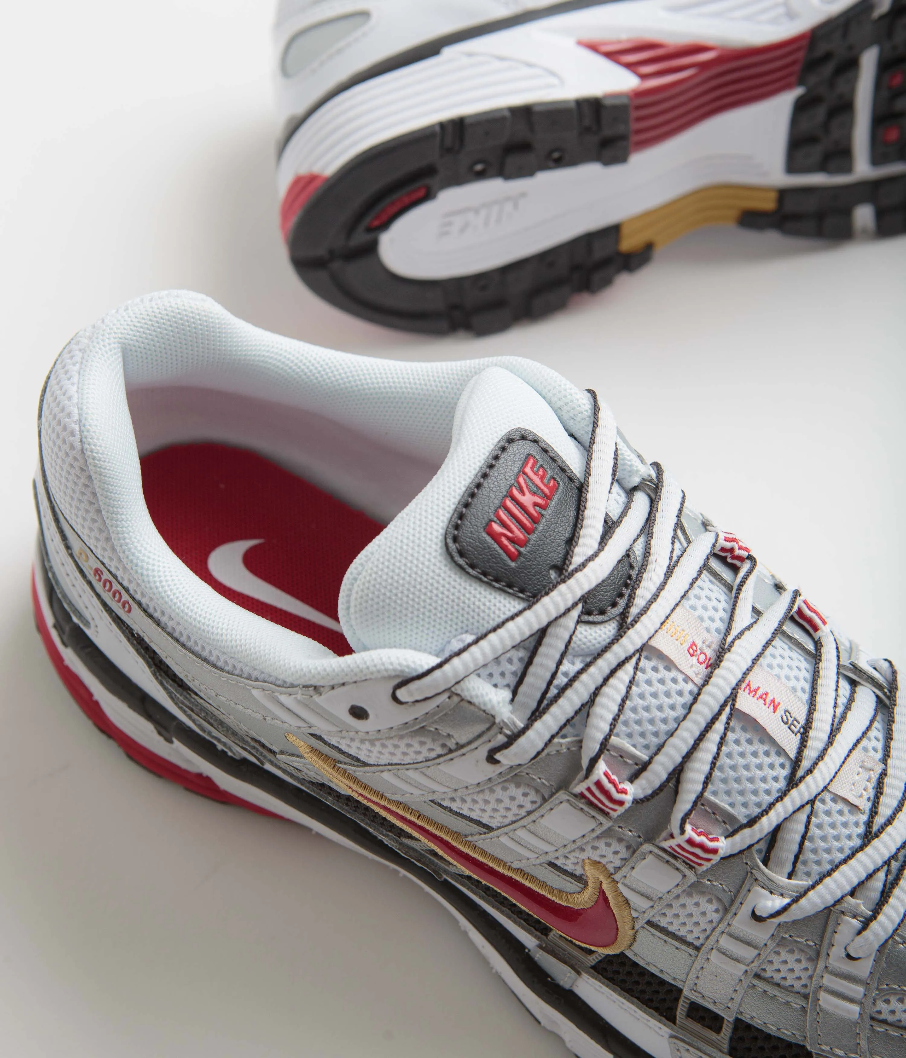 Nike Womens P-6000 Shoes - White / Varsity Red - Metallic Platinum