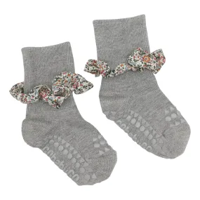 Non-Slip Grip Socks - Bamboo / Liberty - Grey Melange