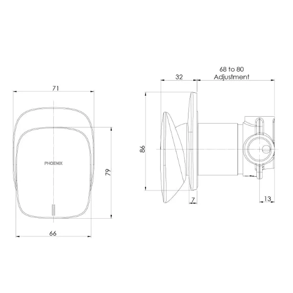 Phoenix Nuage Shower/Wall Mixer - Brushed Carbon