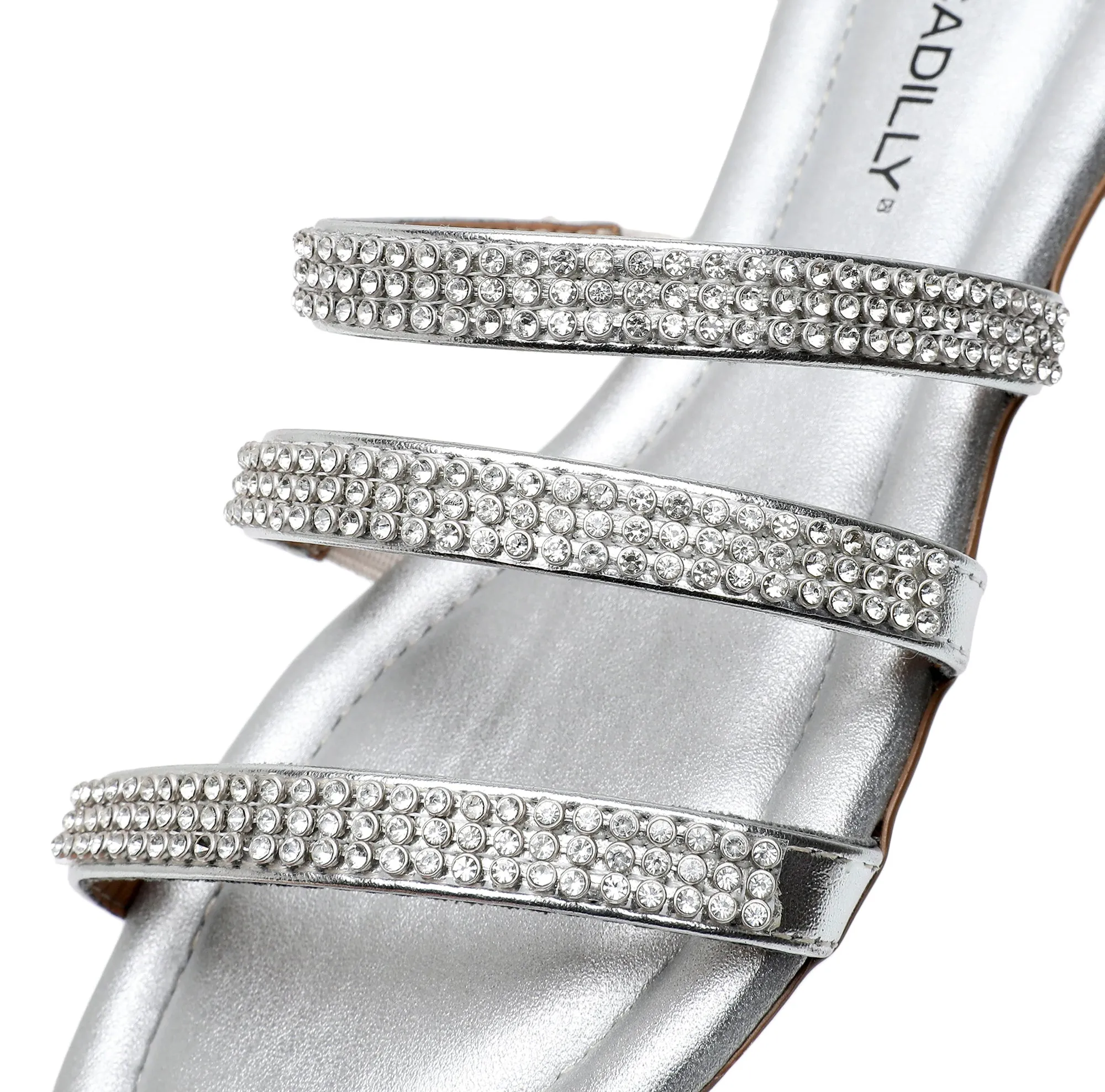 Piccadilly Silver Women's Triple Strap Embellished Sandal (425.071)