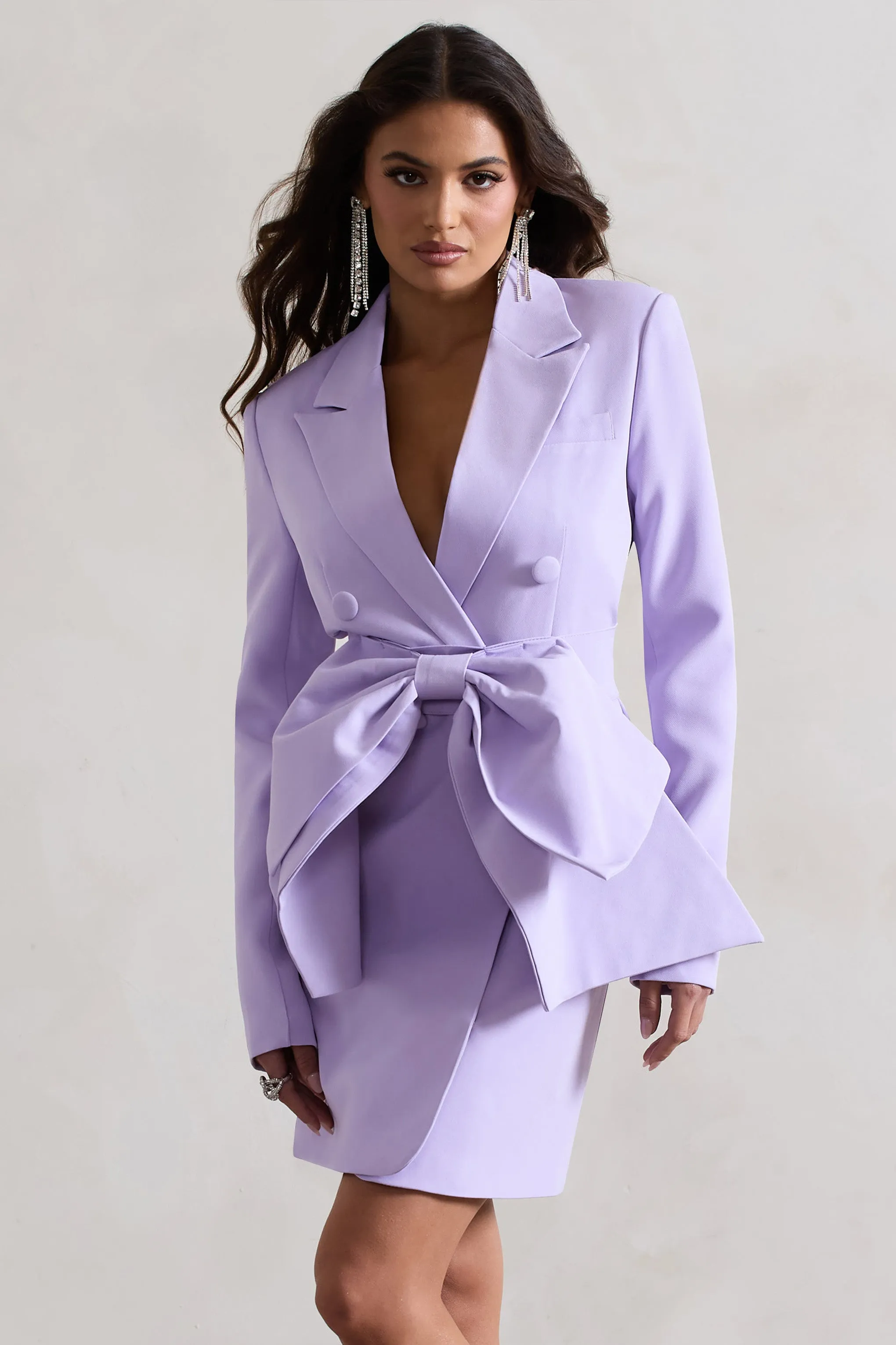 Prized | Lilac Tailored Blazer Dress With Bow