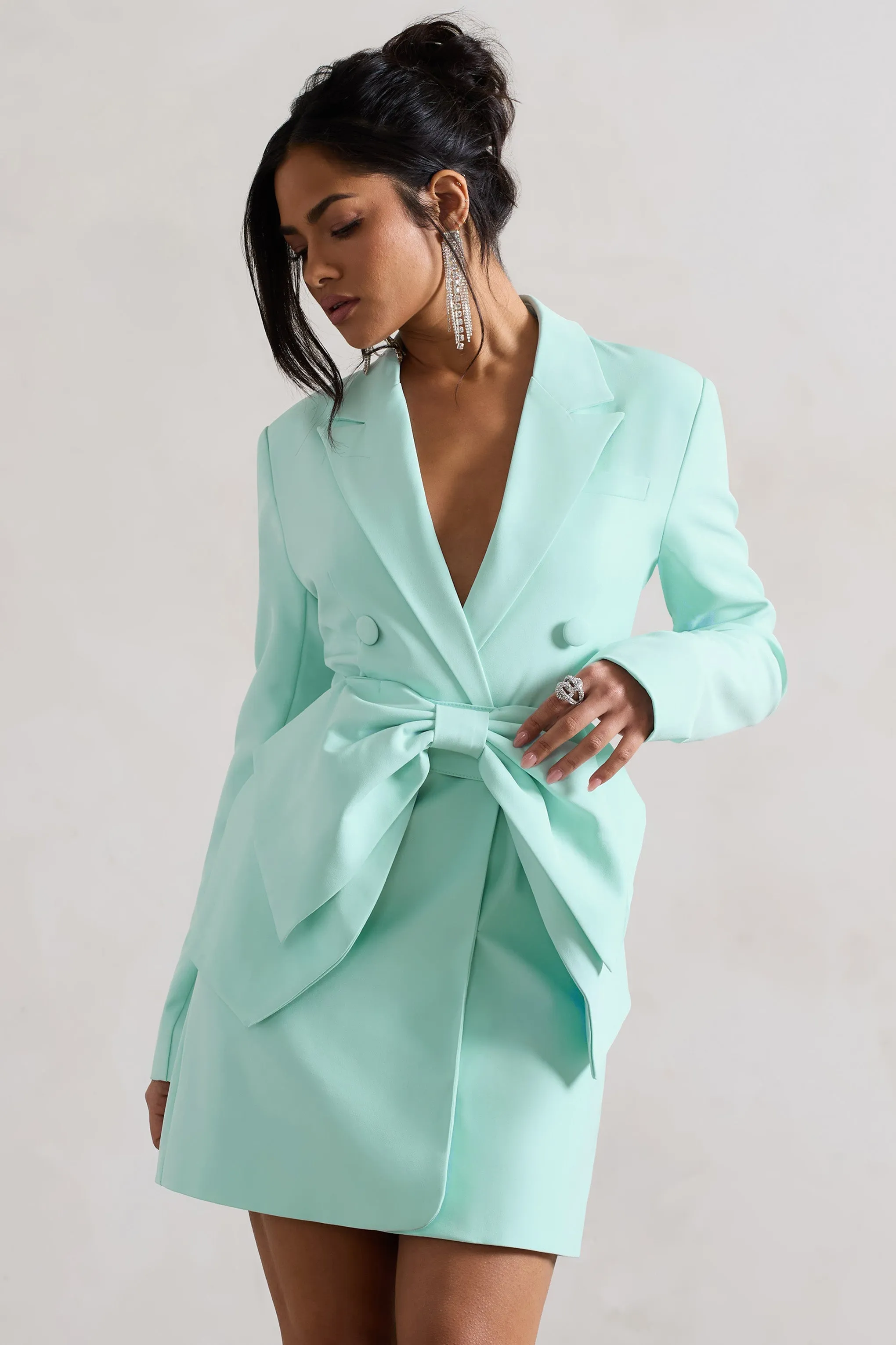 Prized | Mint Green Tailored Blazer Dress With Bow