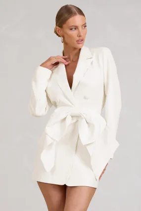 Prized | White Tailored Blazer Mini Dress With Bow