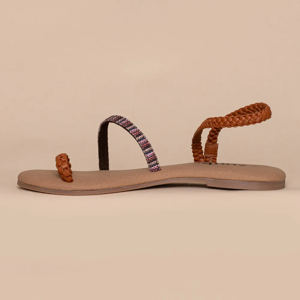 Rohtang Stripes Brown Braided Sandal