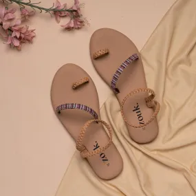 Rohtang Stripes Tan Braided Sandal