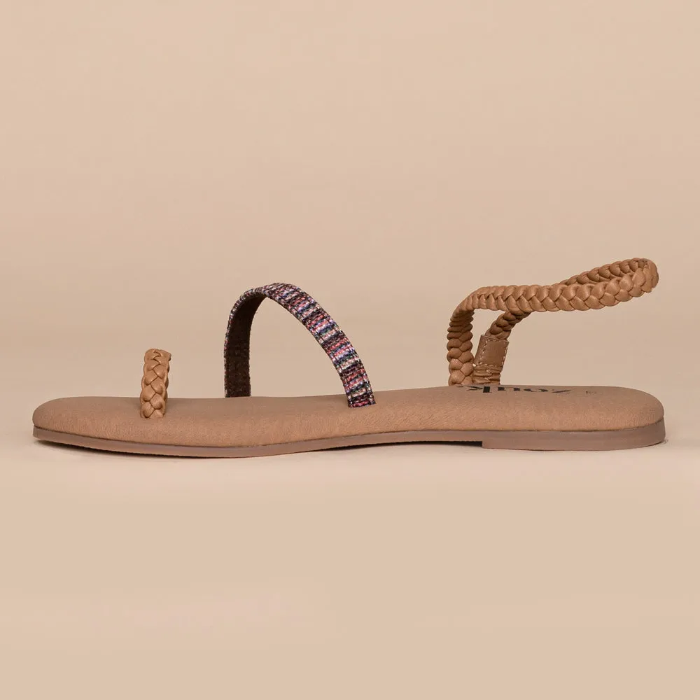 Rohtang Stripes Tan Braided Sandal