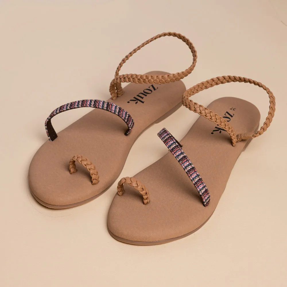 Rohtang Stripes Tan Braided Sandal