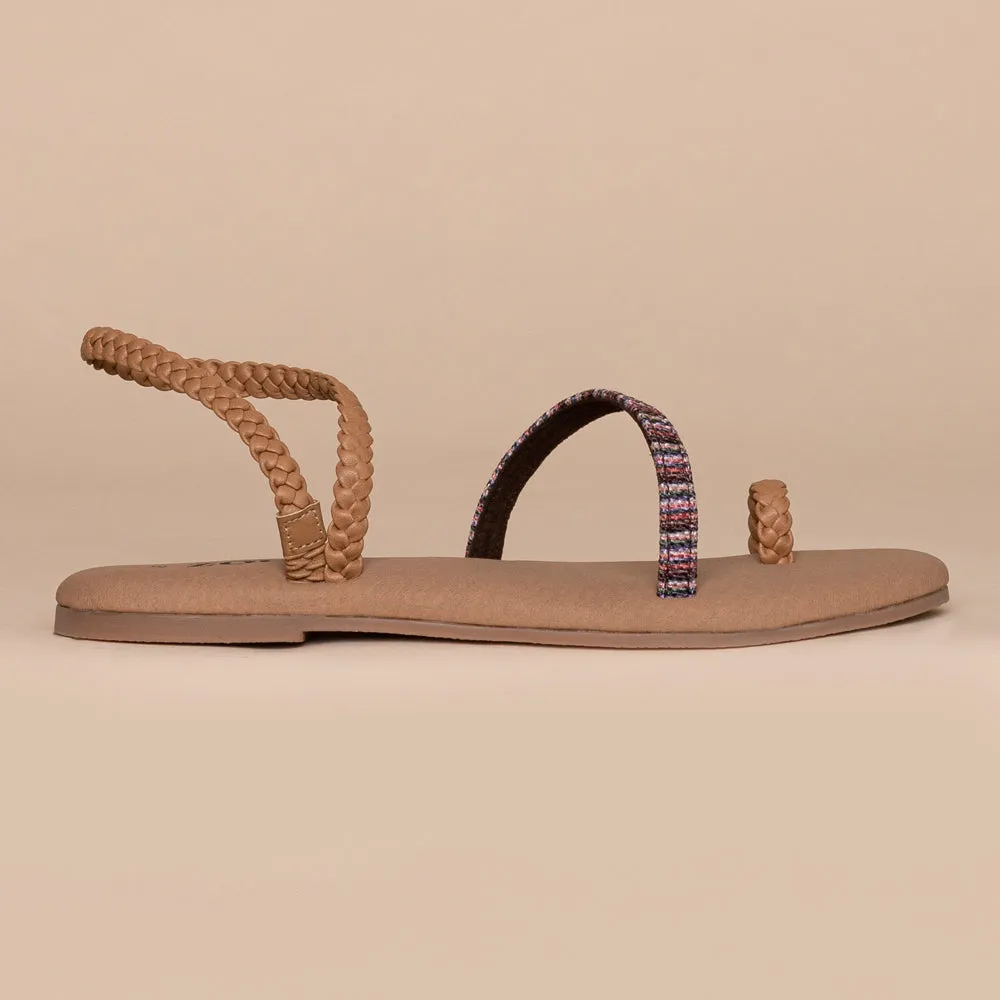 Rohtang Stripes Tan Braided Sandal