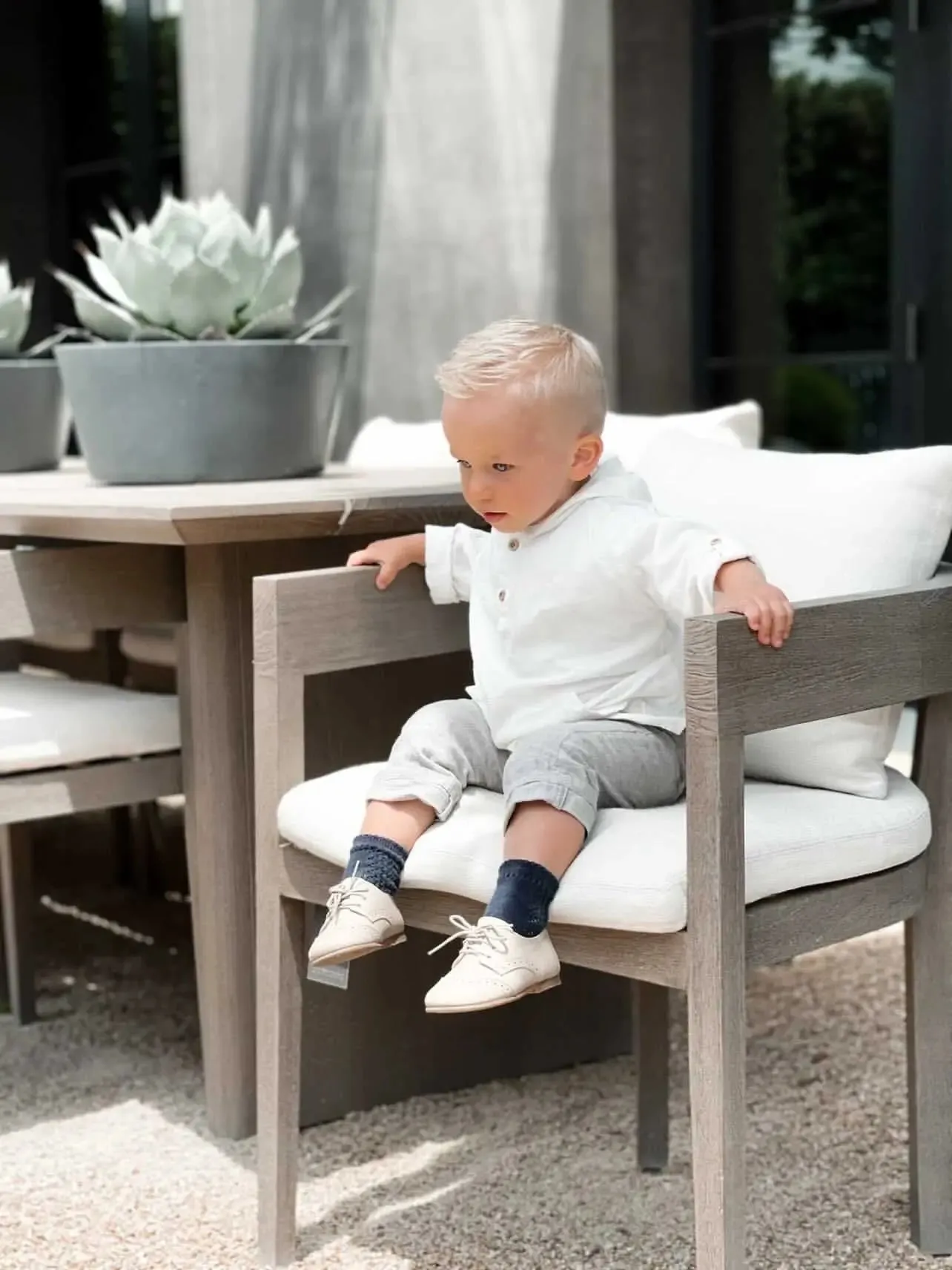 Roman- Beige Leather Boy Oxford Shoes