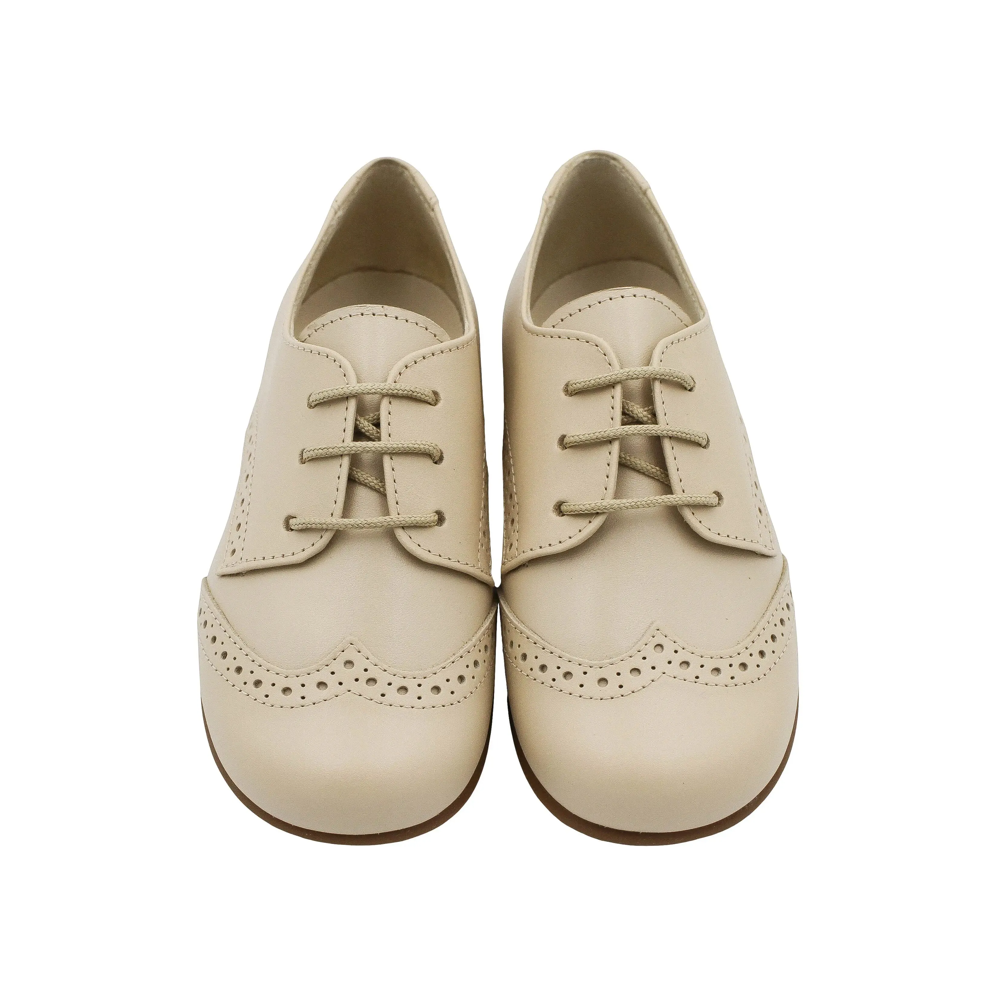 Roman- Beige Leather Boy Oxford Shoes