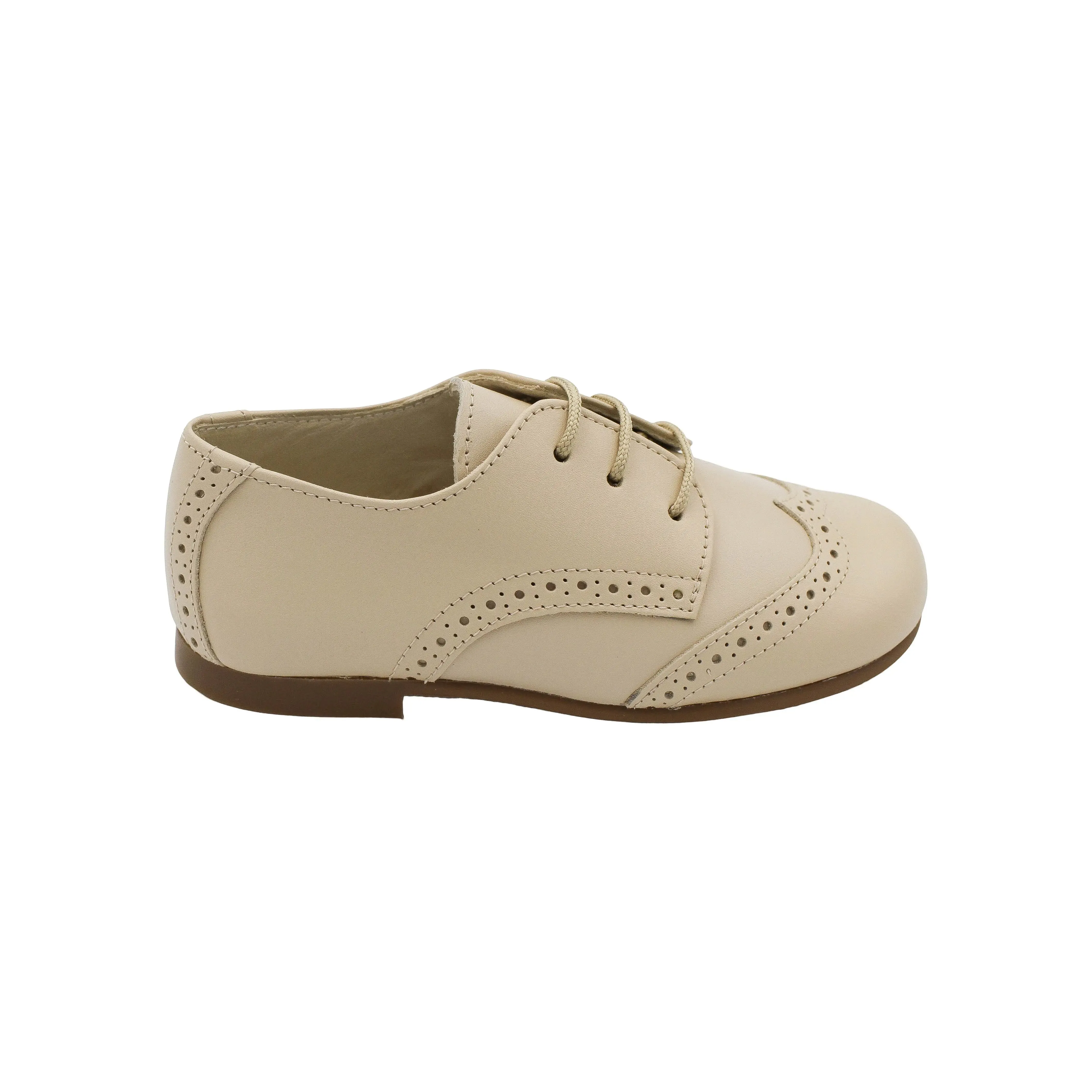 Roman- Beige Leather Boy Oxford Shoes