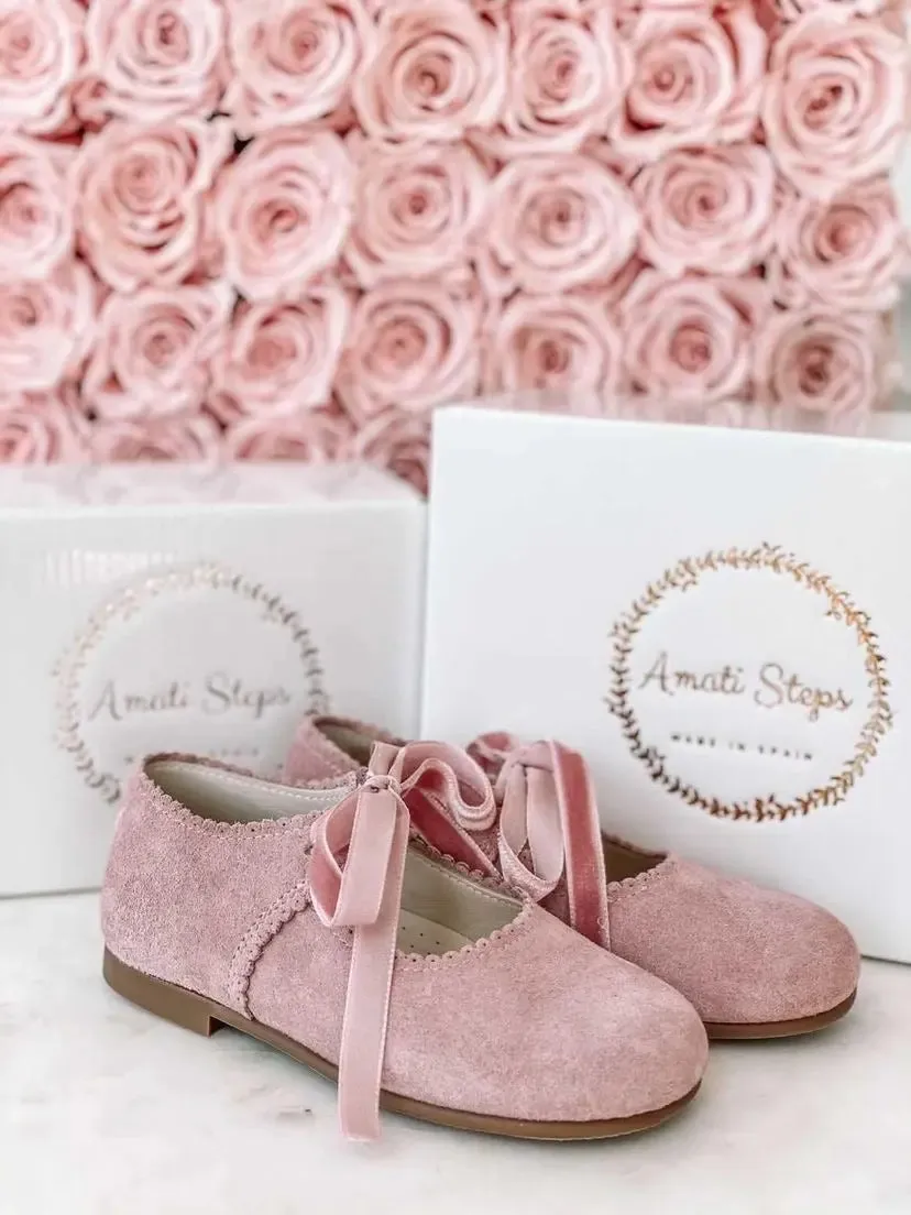 Rosa- Pink Suede Mary Jane Shoes