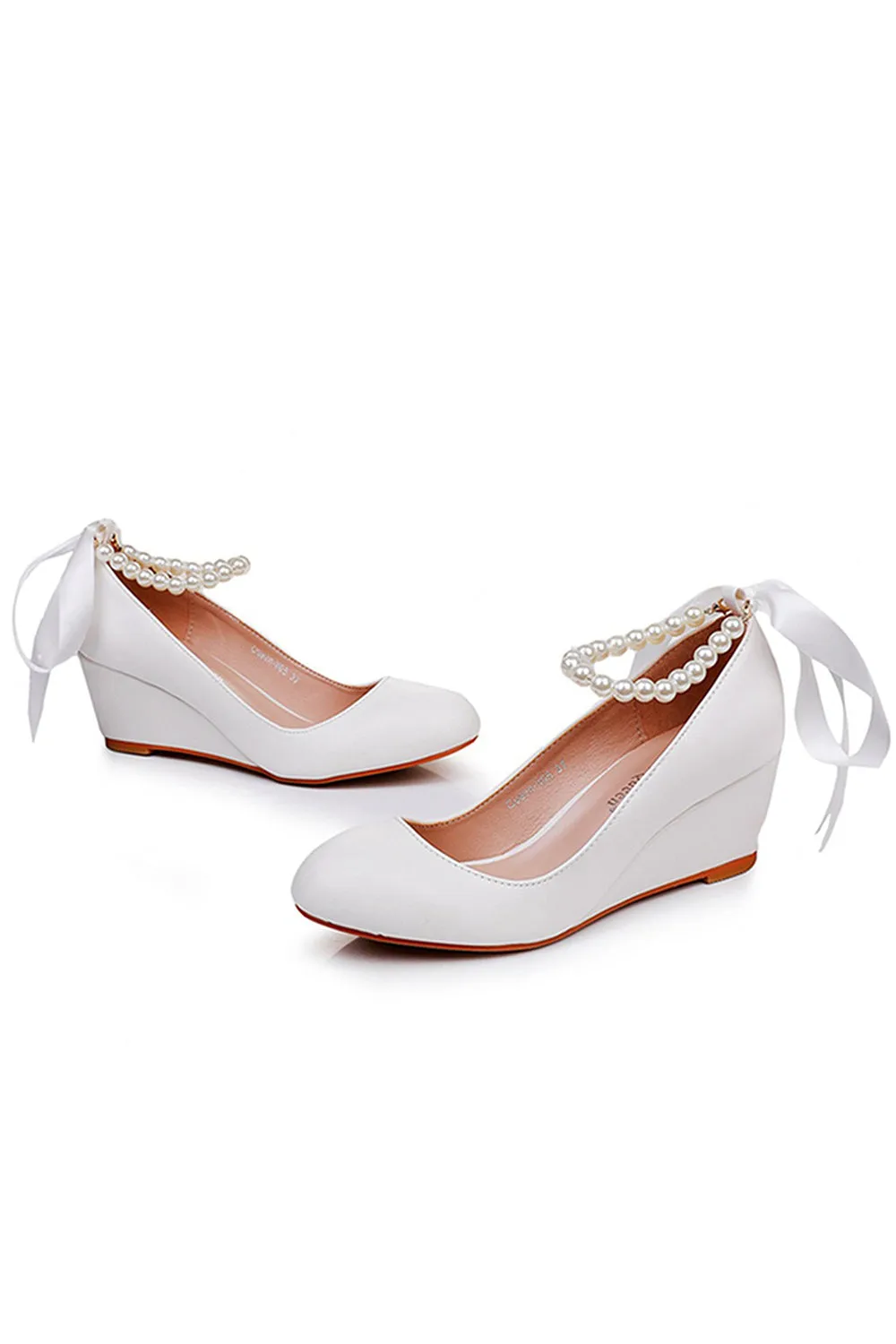 Round Toe Platform Heels Beaded Mary Janes