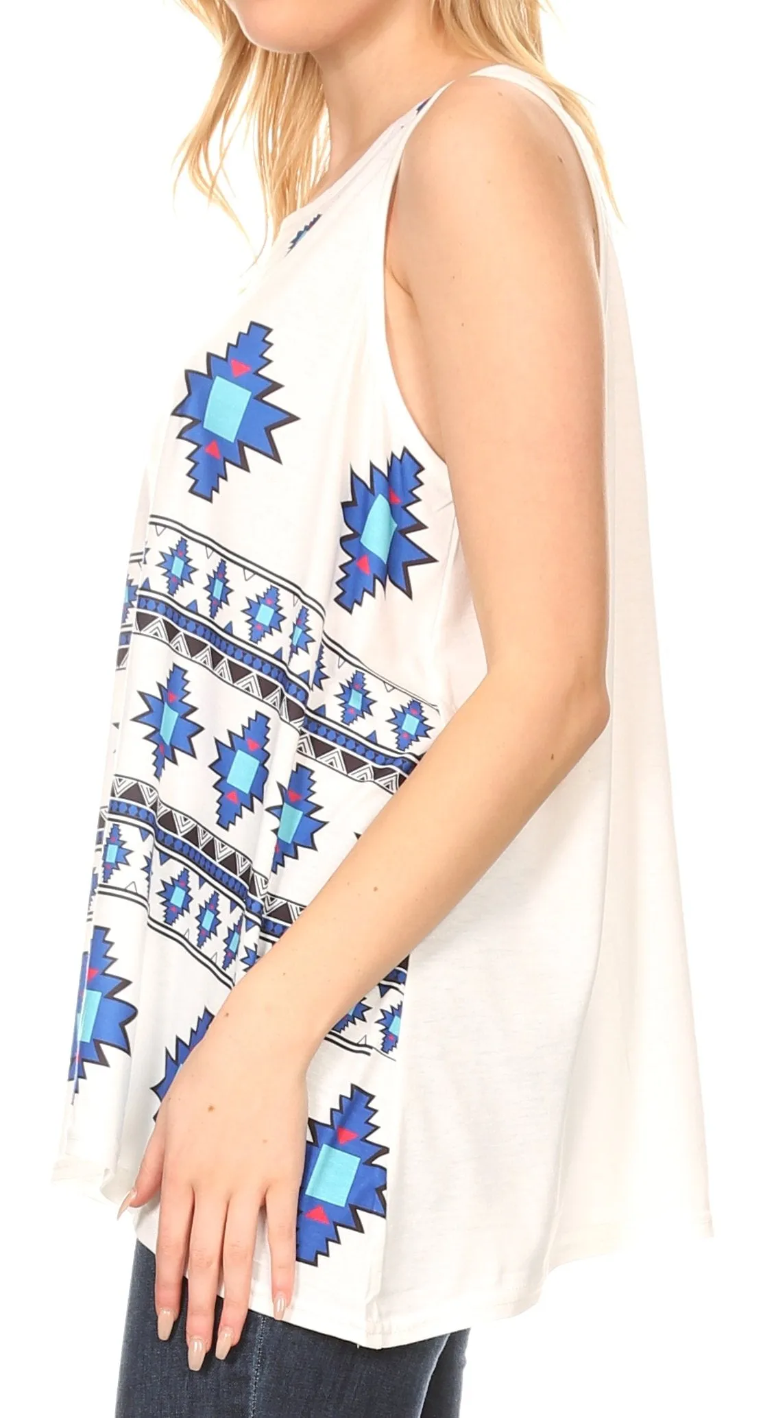 Sakkas Juliana Womens Summer Sleeveless Tank Top Printed Dashiki Jersey Knit